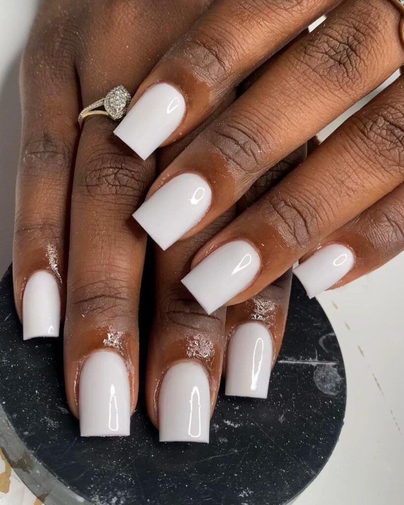 Milky White Easter Nails