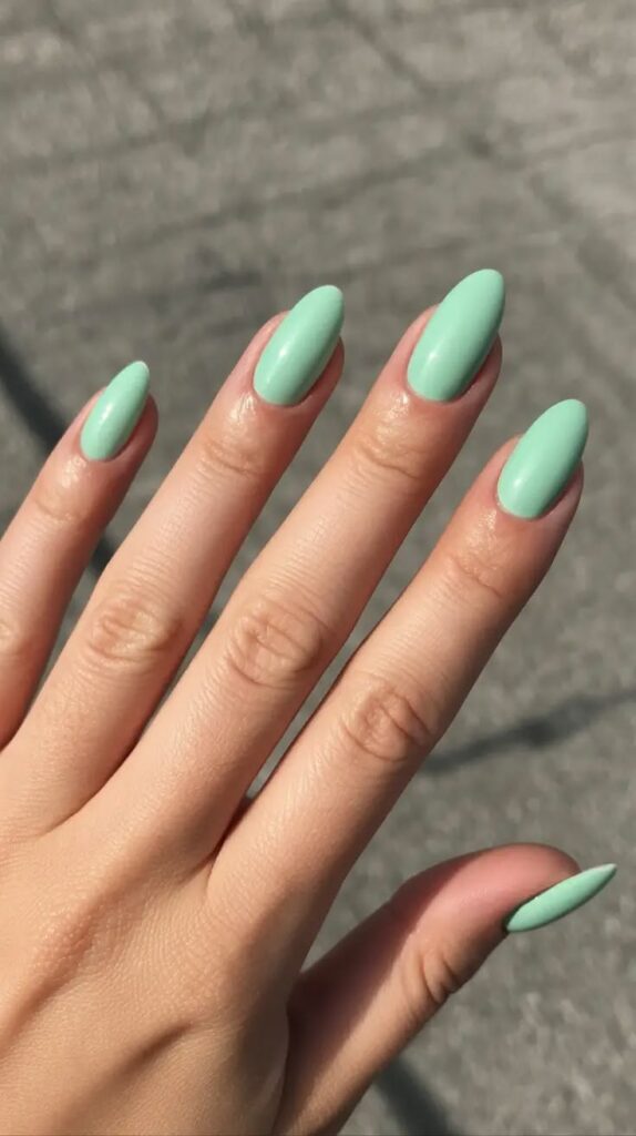 Mint Green Simple Nails