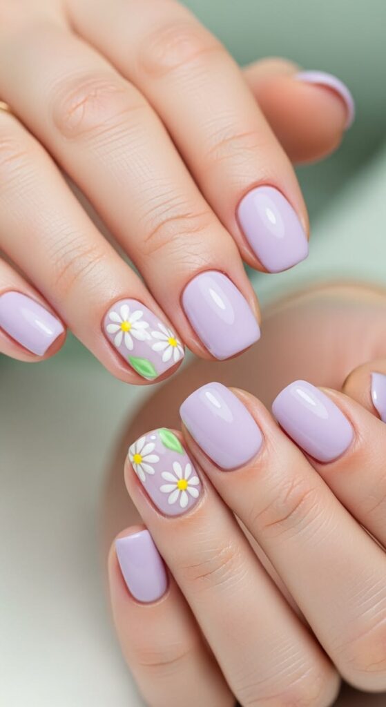Floral Easter Accent Nails