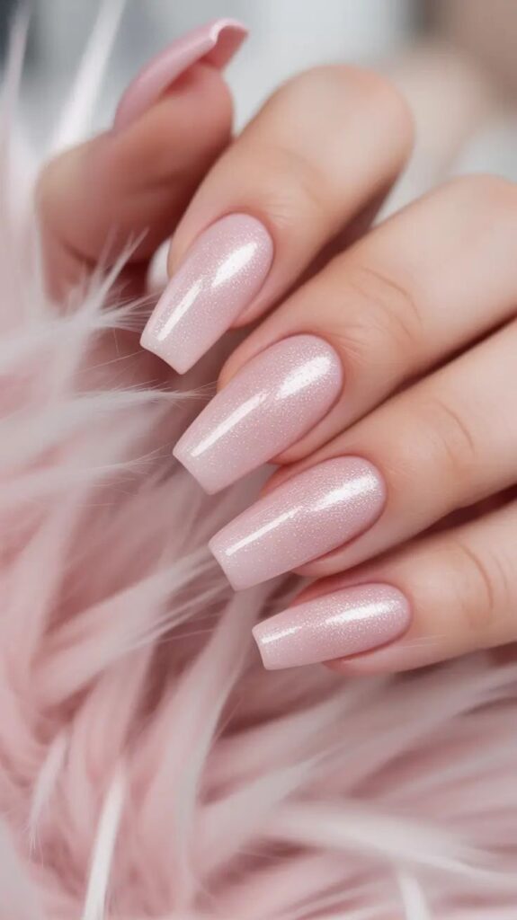 Light Pink Matte Birthday Nails