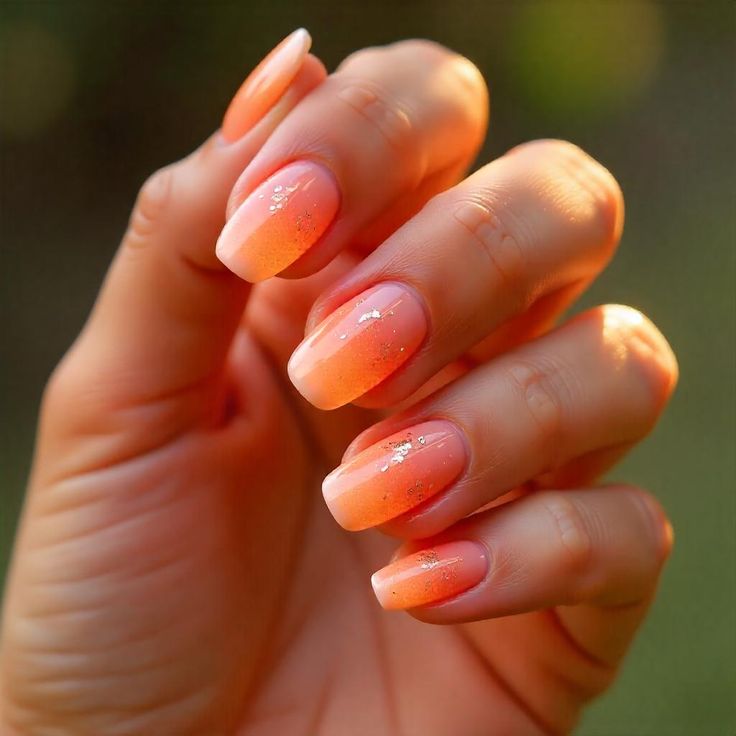 Sunset Ombre with Glitter Tips
