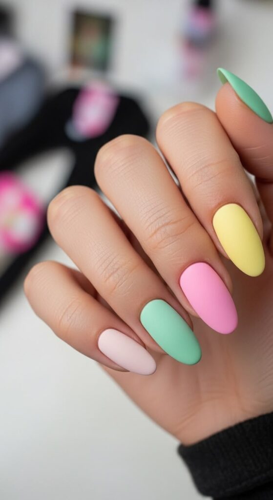 Pastel Color Block Nails