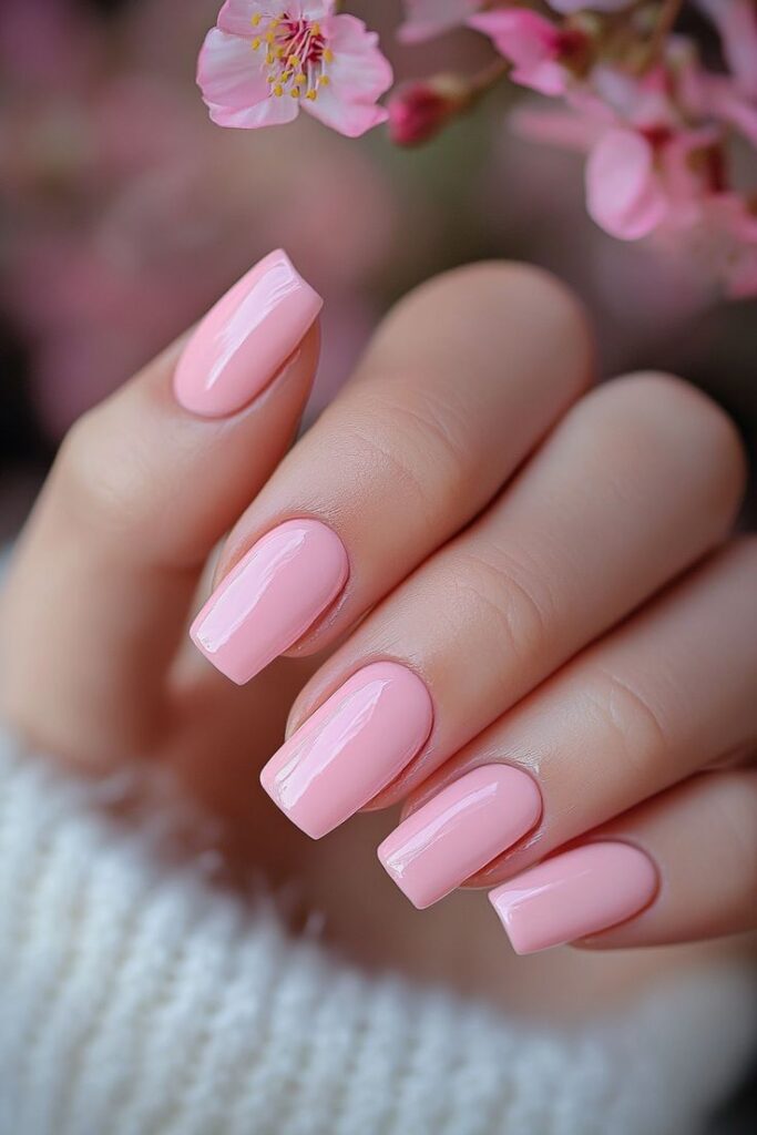 Soft Pink Gloss Nails