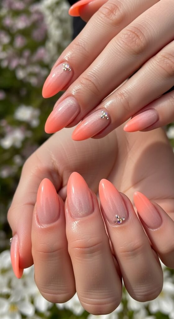 Coral Ombre with Tiny Gold Flakes