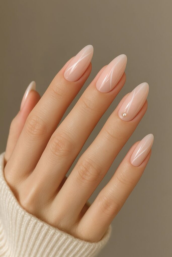 Pale Almond with Minimal Line Art