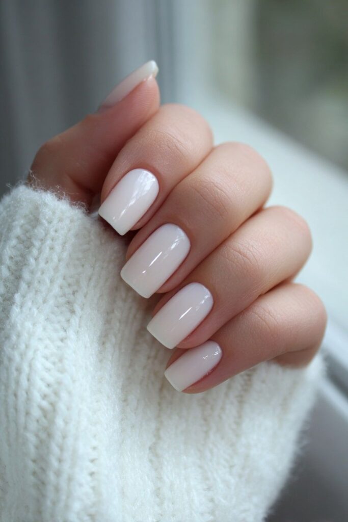 Soft White Square Nails