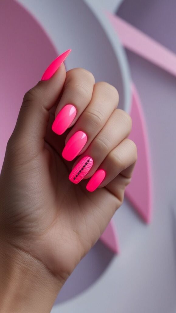 Neon Pink Pop Nails