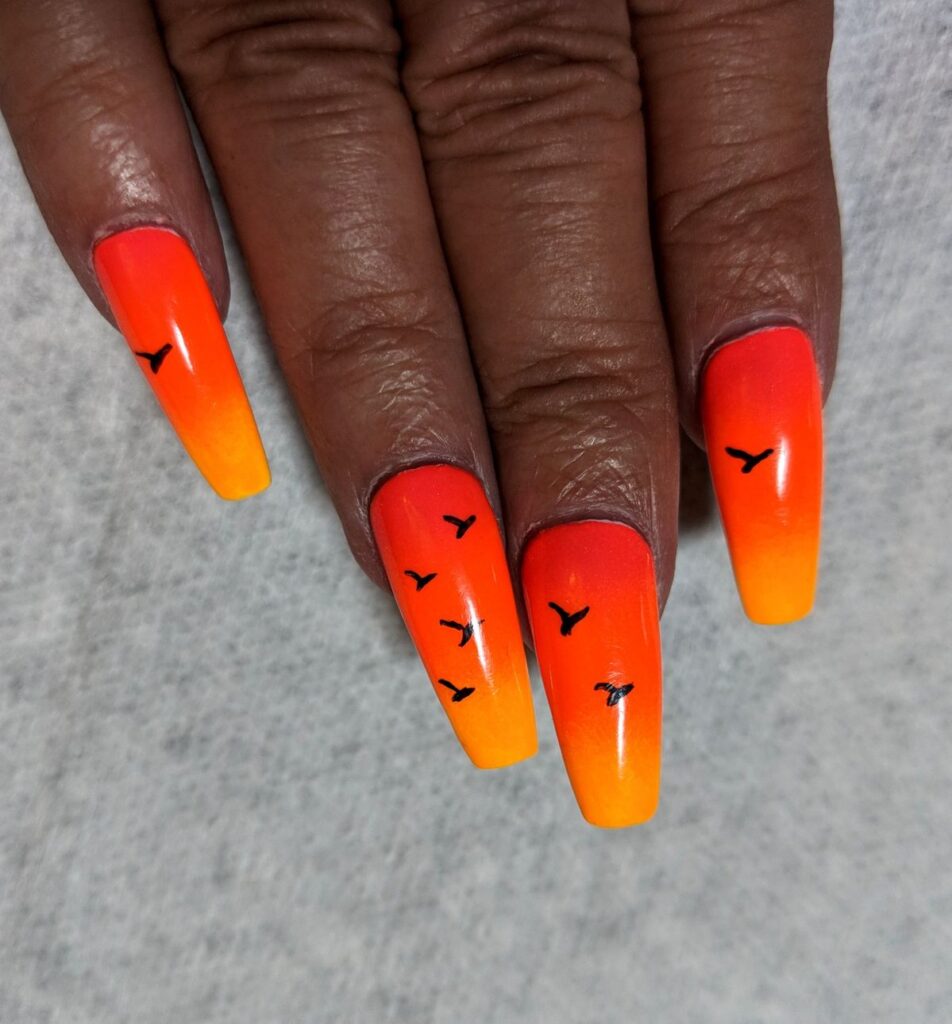 Sunset Red Glow Nails