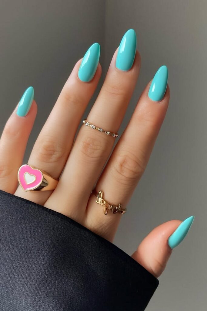 Turquoise Almond Nails