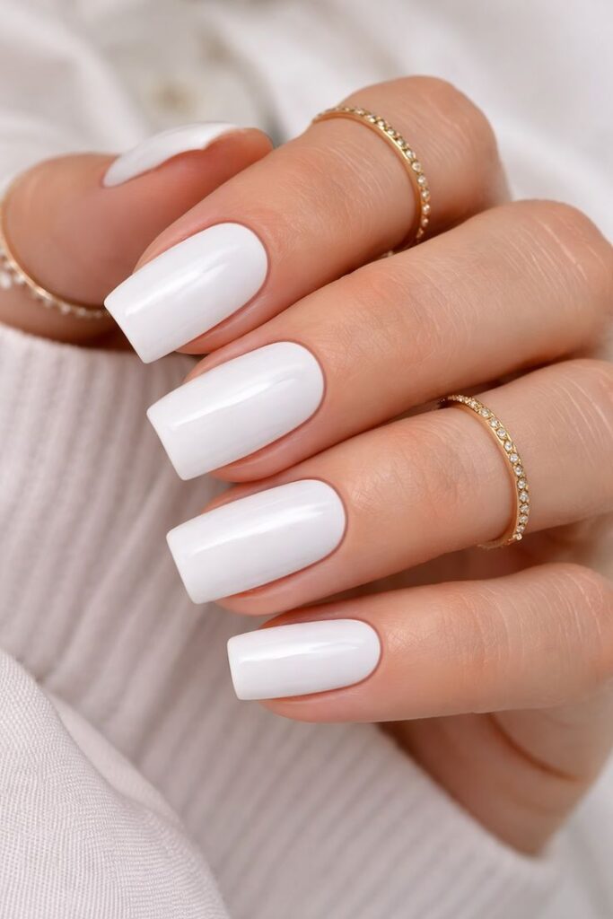 Crisp White Square Nails