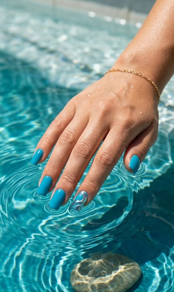 Aqua Almond Nails