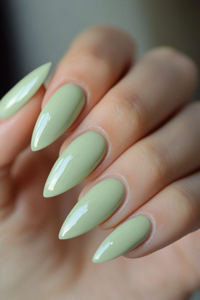 Mint Green Almond Nails