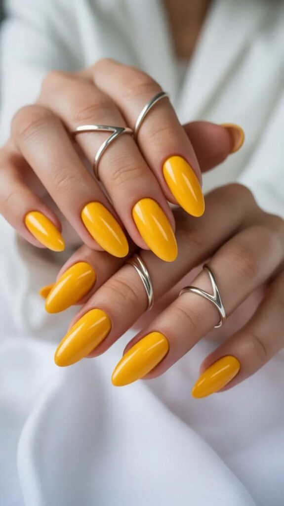 Yellow Almond Nails