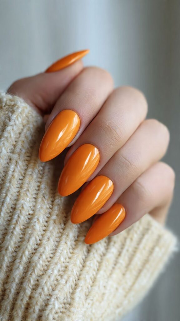 Orange Almond Nails