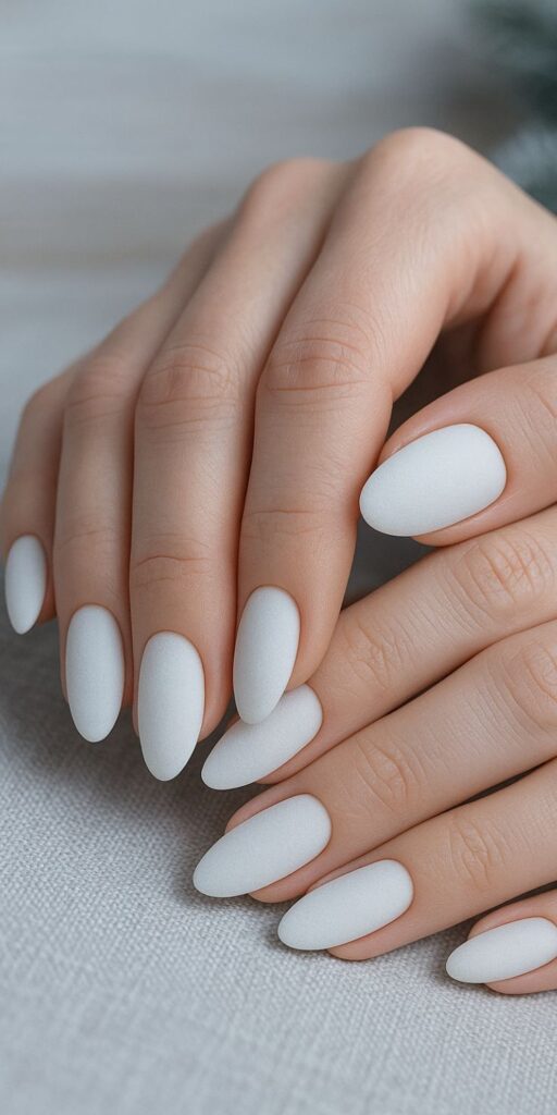 Soft White Glossy Nails