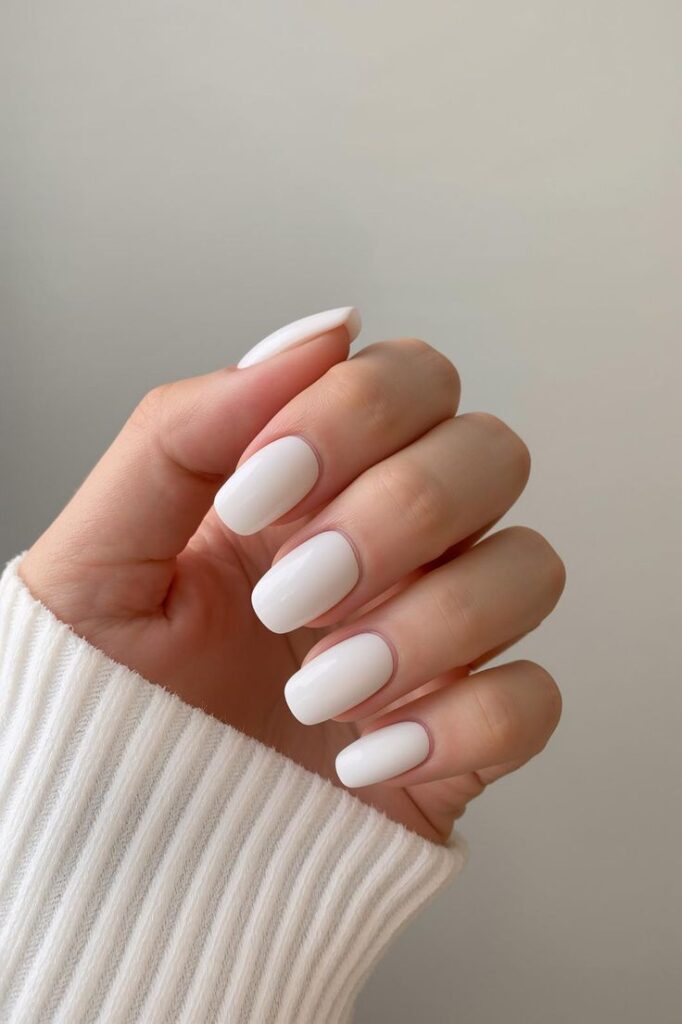 Crisp White Square Nails
