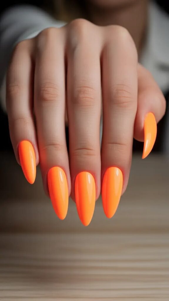 Electric Orange Glow Nails