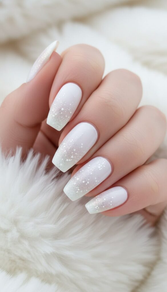 Frosted White Coffin Nails