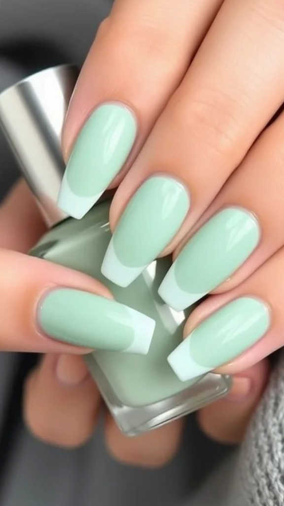 Mint Green Coffin Nails