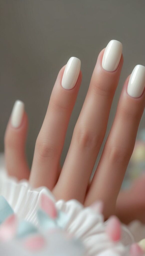 Soft White Ombre Nails